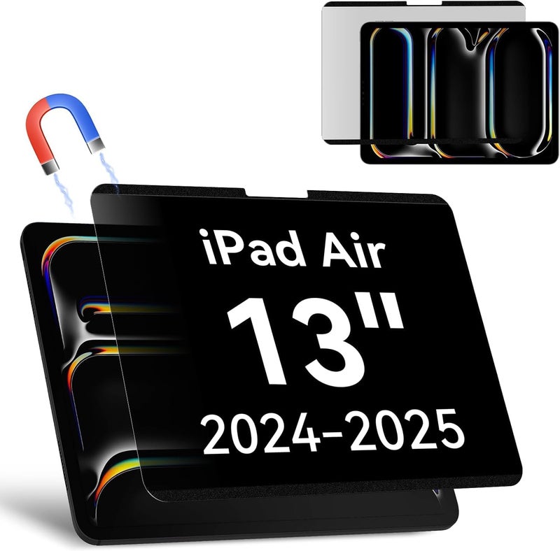 Protescreen Magnetic Privacy Screen Protector for iPad Air 13 Inch 2024/2025 (M2/M3, 6th/7th Gen), Anti Glare Blue Light Spy Filter Private Cover, High Sensitive Bubble-Free Easy Install Black Security Screen - Image 1